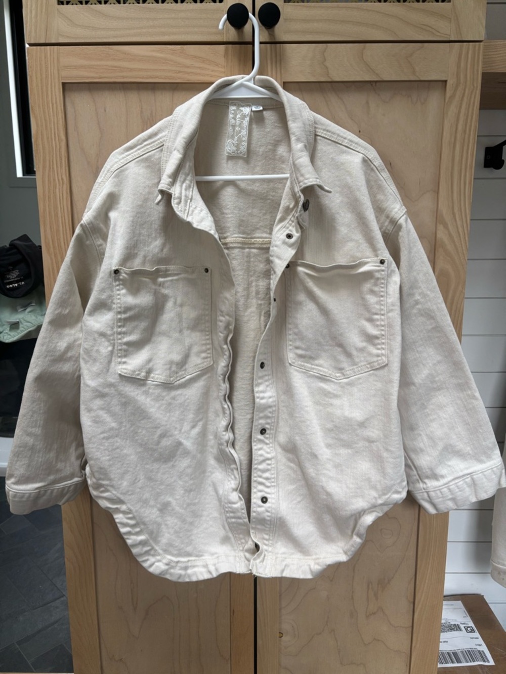 Sadie and Sage Neutral Oversized Button-Front Jacket in Cream